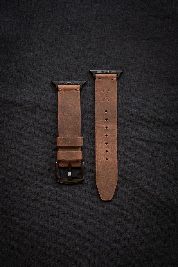 Minimal X Apple Watch Kordonu 38/40/41 Mm - Taba Crazy Gerçek Deri & El Yapımı - 2