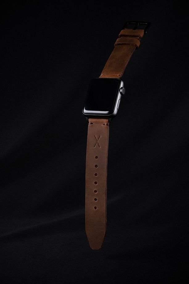 Minimal X Apple Watch Kordonu 38/40/41 Mm - Taba Crazy Gerçek Deri & El Yapımı - 8