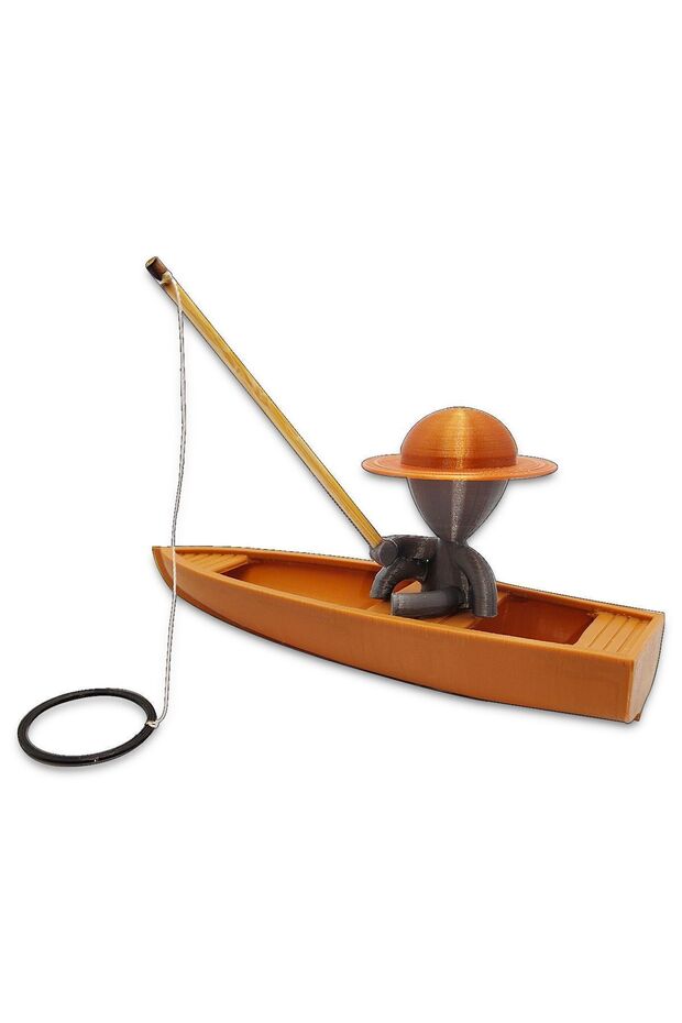 Kayıklı Balık Tutan adam figürü - 3