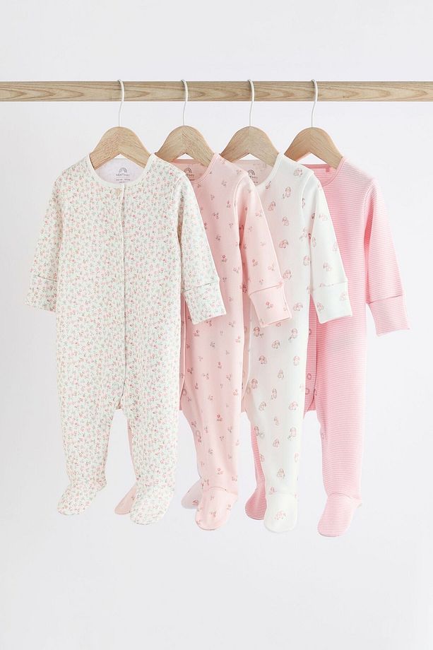 % 100 Pamuklu Pembe Çiçek Desenli 4’lü Tulum Set - 1