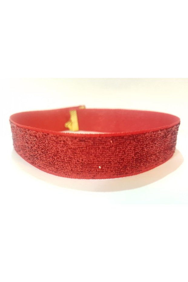 2 cm Kırmızı Simli Choker Kolye