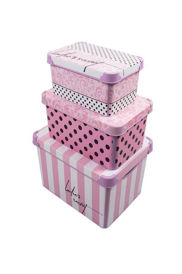 Style Box Ladys Secret Desenli 3 Parça Dekoratif Saklama Kutusu Seti - 1