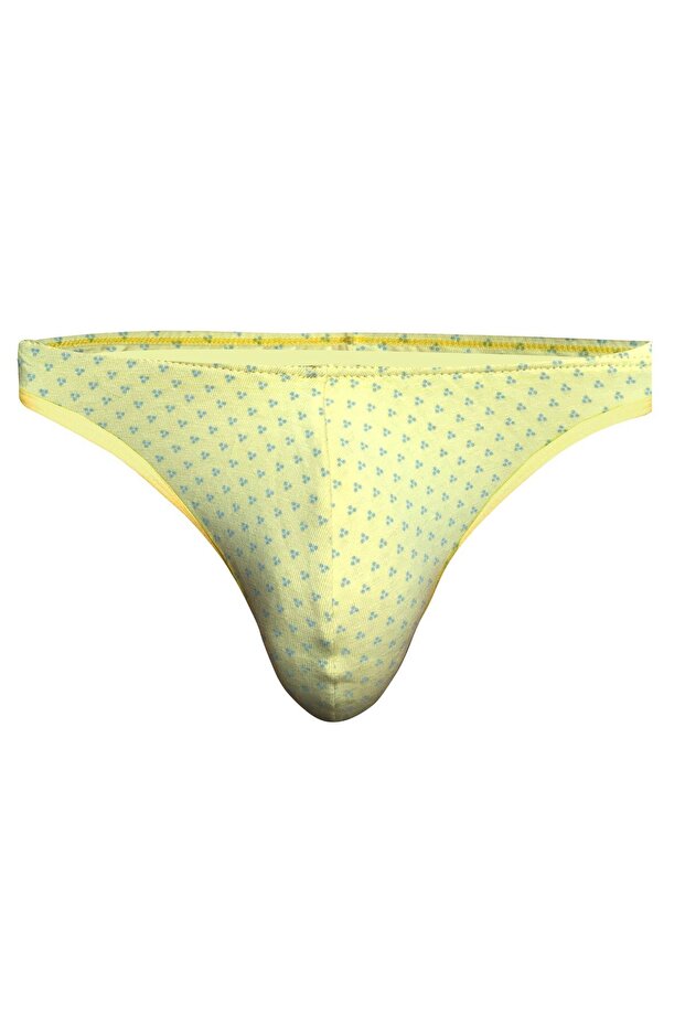 Erkek Desenli Sarı Pamuklu String - 1