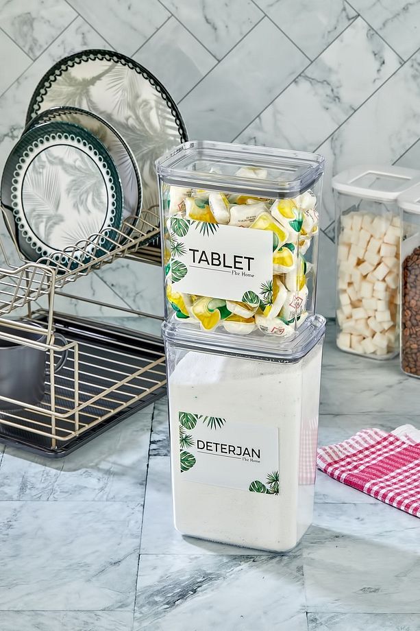 2'li Dekoratif Mika Tablet Ve Deterjan Saklama Kutusu 2900 ml - 4