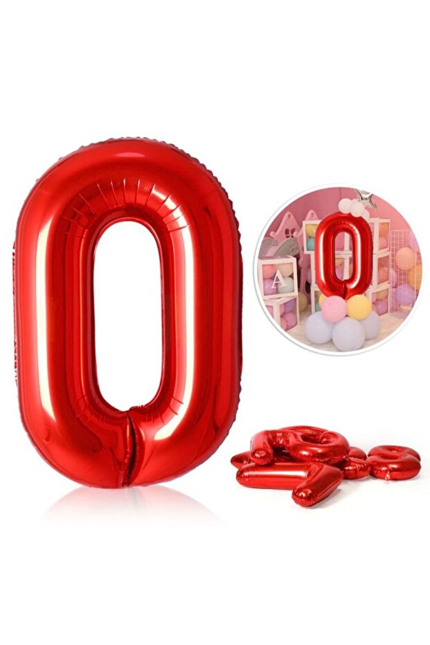 بالون فويل رقم أحمر 100 سم - العمر 0