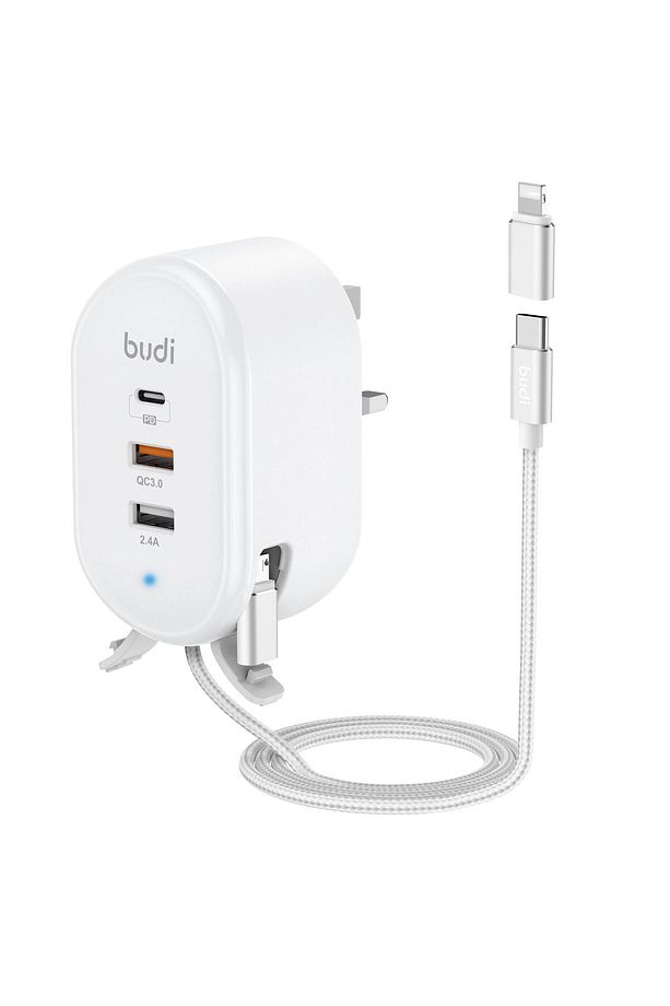 Ev/Ofis için Kullanıma Uygun Lightning/Type-C/Micro Usb Kablolu 2x USB 1x Type-C PD Priz Girişli - 1