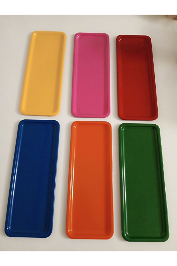 6 صواني عرض ملونة مستطيلة - 1