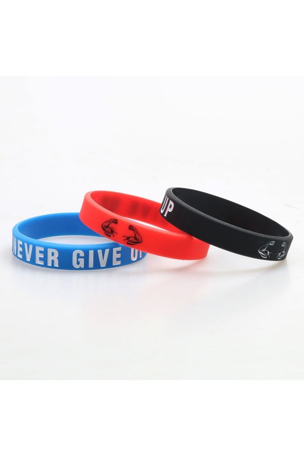 Never Give Up Bodybuilding Fitness 3 Piece Bracelet Set