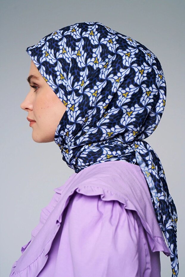 Çark Çiçek Desen Bambu Eşarp - 2