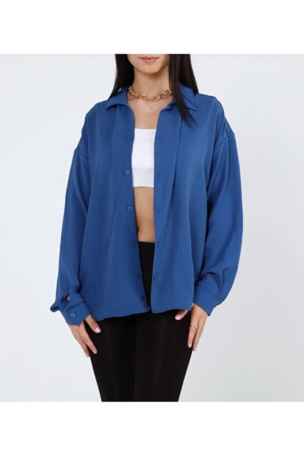 COPY - COPY - Women's Linen Draped Oversize Wide Cut Shirt
