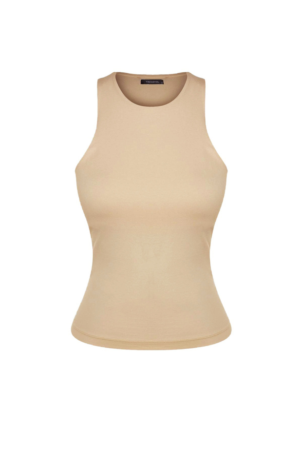 Taş Pamuklu Halter Yaka Fitted/Vücuda Oturan Esnek Örme Atlet TWOSS23AL00069 - 6