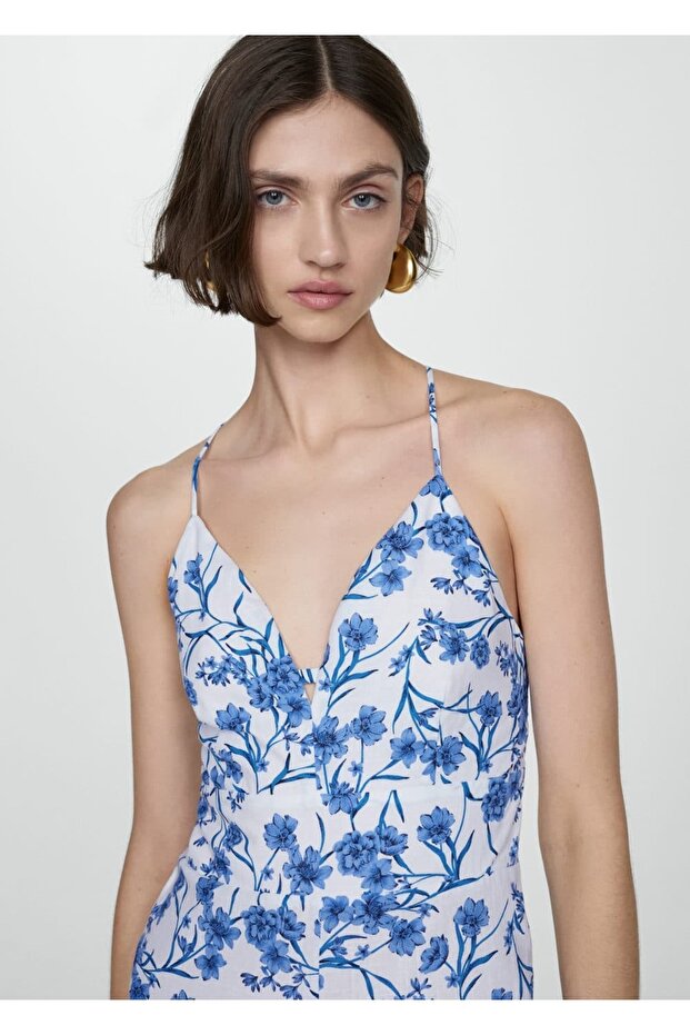 Çiçek desenli pamuklu tulum - 1