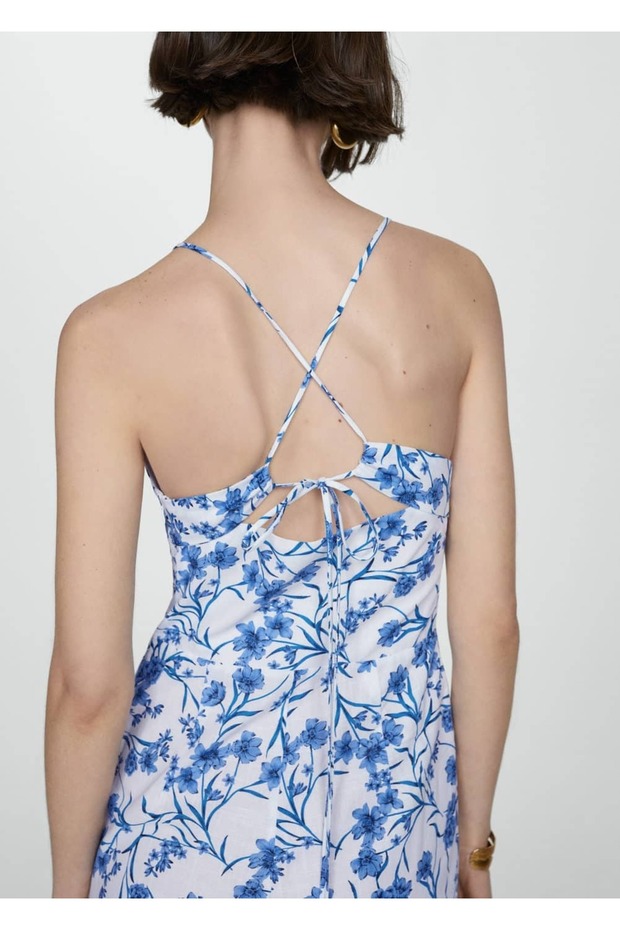 Çiçek desenli pamuklu tulum - 6