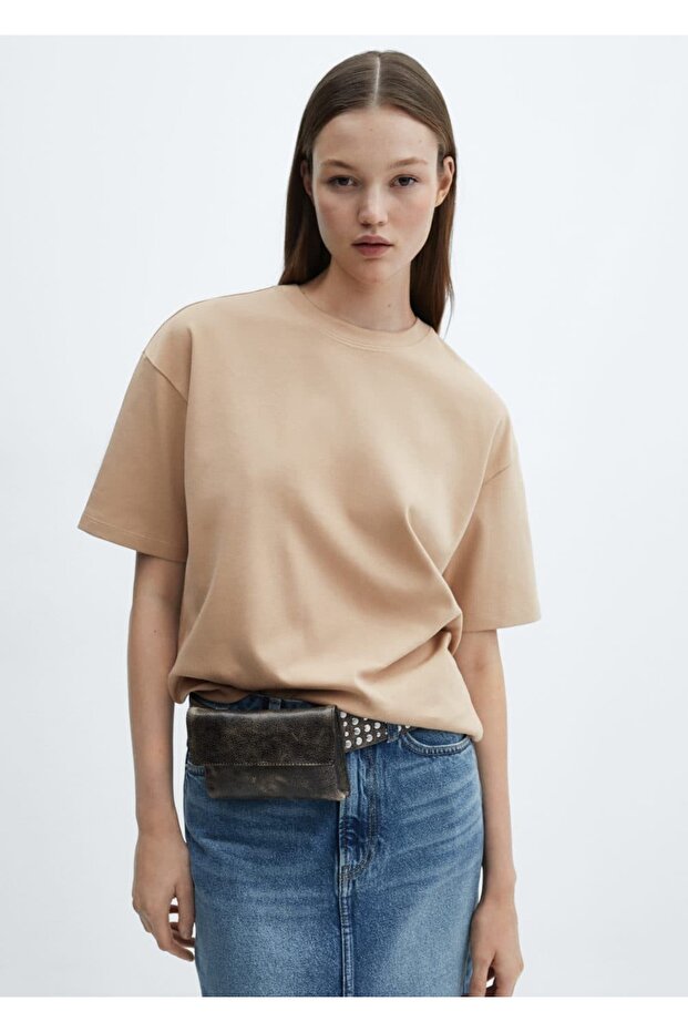 Pamuklu oversize tişört - 1