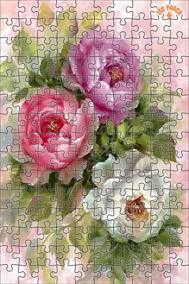 Şakayık Çiçekleri Dekoratif Çift Katlı Çerçeveli Asılabilir Ahşap Puzzle 1000 PARÇA 50X70 - 5