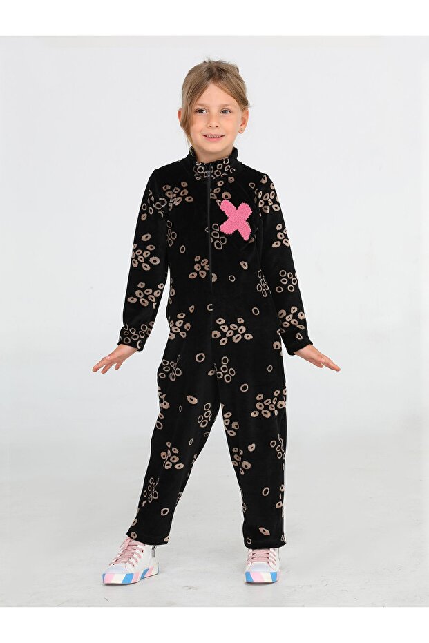 Printed Laci Velvet Children's Jumpsuit