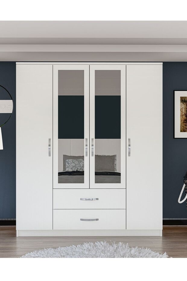 Esil 4 Kapı 2 Çekmeceli Aynalı Gardrop - 3