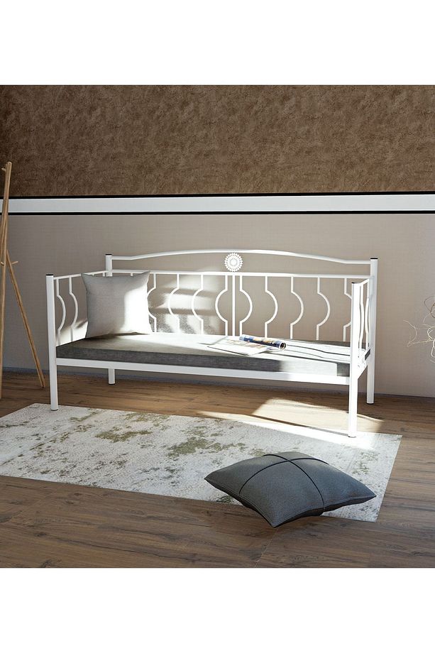 Elips Minderli Sofa Sedir Beyaz GM403 - 5