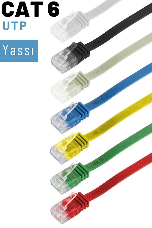 Gri Cat6 Yassı Ethernet (Network) Kablosu, 10 Metre - 3