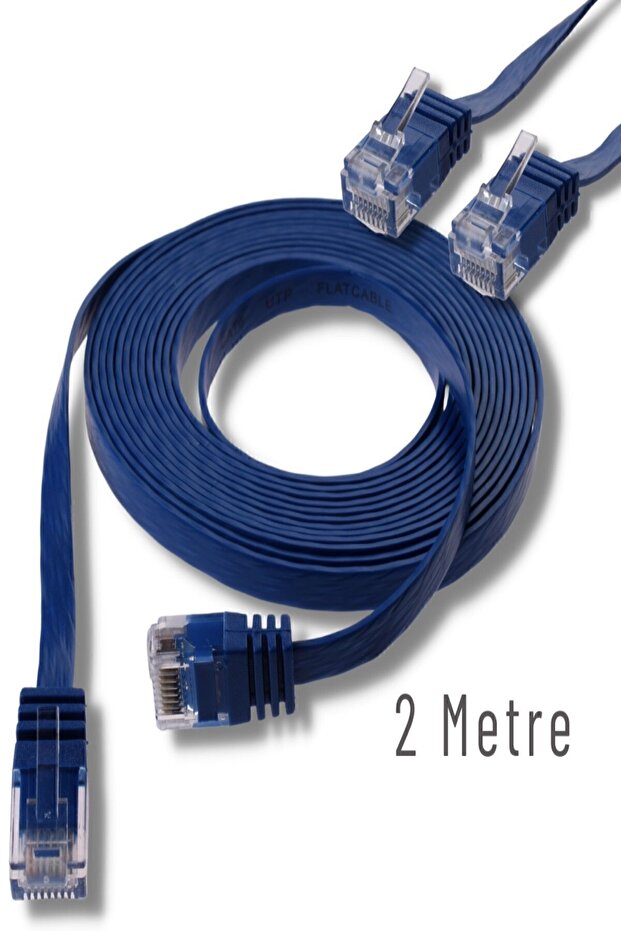 Mavi Cat6 Yassı Ethernet (Network) Kablosu, 2 Metre - 1