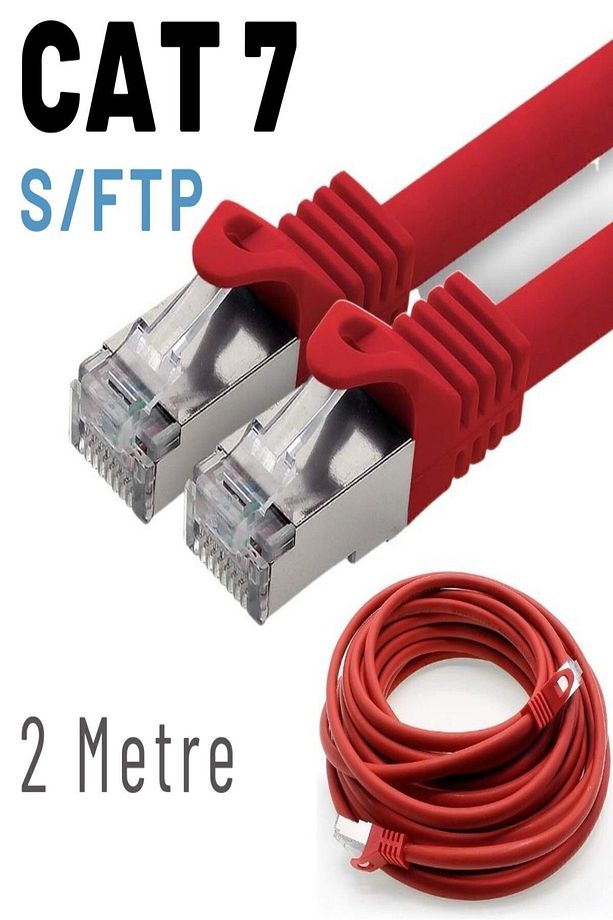 Cat7 S/ftp Lszh Ethernet Network Lan Kablosu Kırmızı-2 Metre - 3