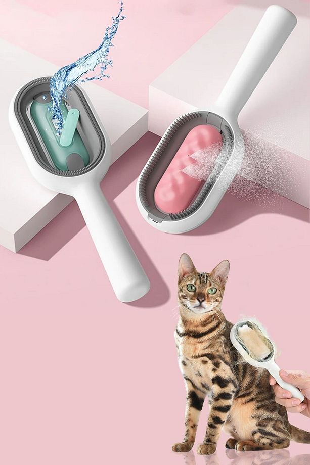 ® Su Hazneli Kedi ve Köpek Tüyü Toplamama Fırçası Su Hazneli Pet Tarağı - 3