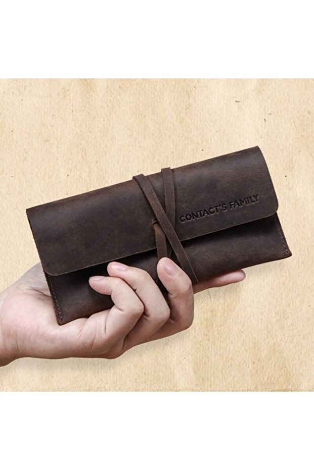 Varzna - Genuine Leather Natural Retro Brown Pen Holder