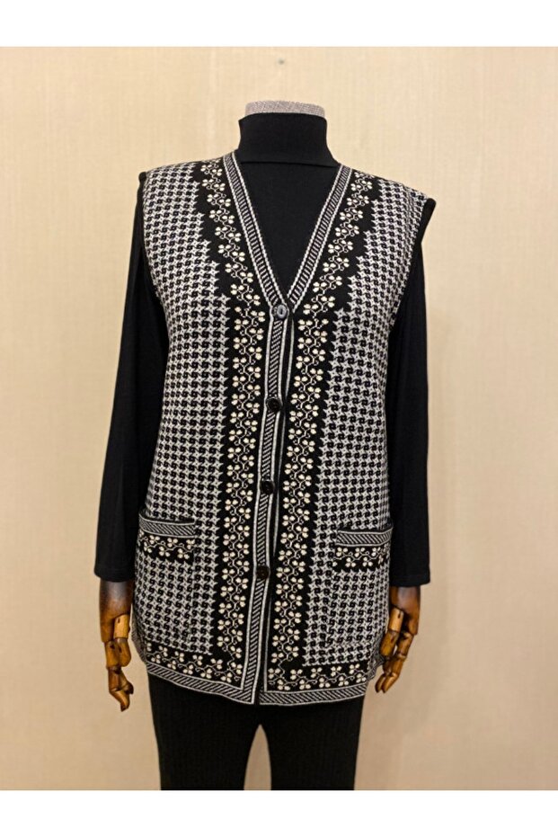 Knitwear Kilim Rug Pattern Anne Vest / Gray Size 38-46