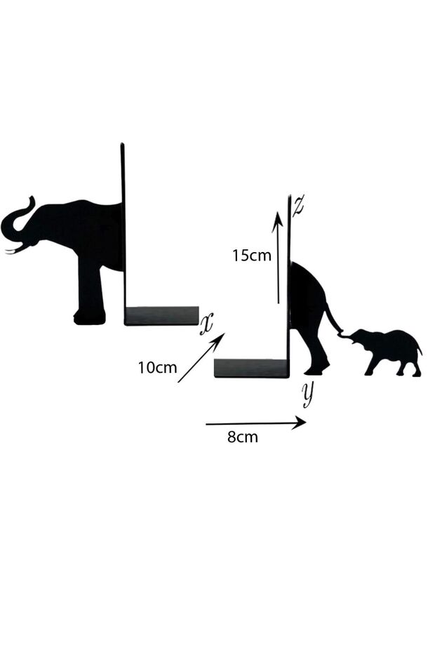 Metal Book Holder Book Support with Elephant and Cub Figures, Decorative Bookshelf