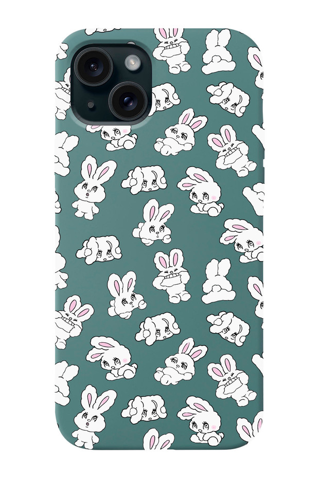 حافظة هاتف متوافقة مع هاتف Iphone 15 Baby Rabbit، منقوشة على شكل أرنب من جلد الغزال من السيليكون