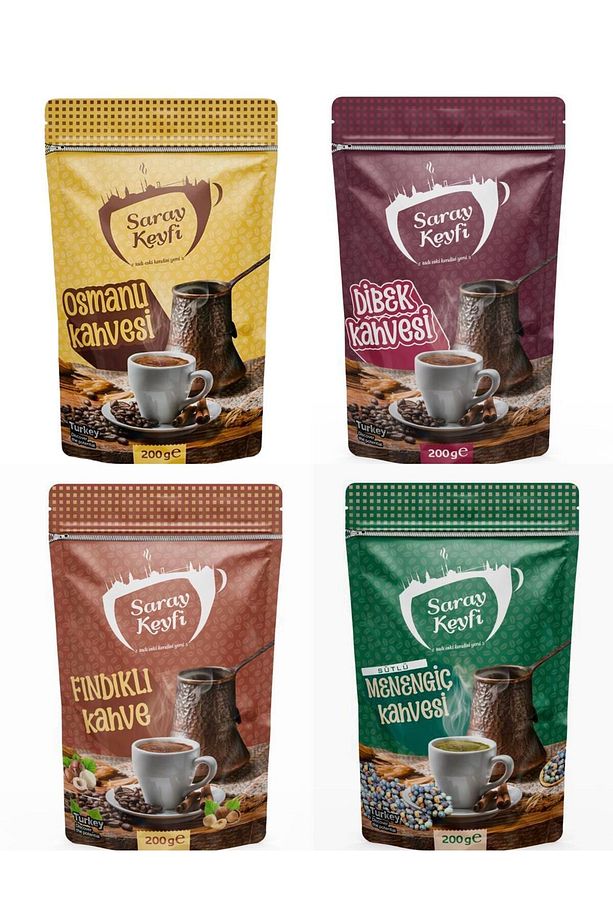 4 lü Set-Dibek Kahvesi+Osmanlı Kahvesi+Fındıklı Kahve+Sütlü Menengiç Kahvesi - 1