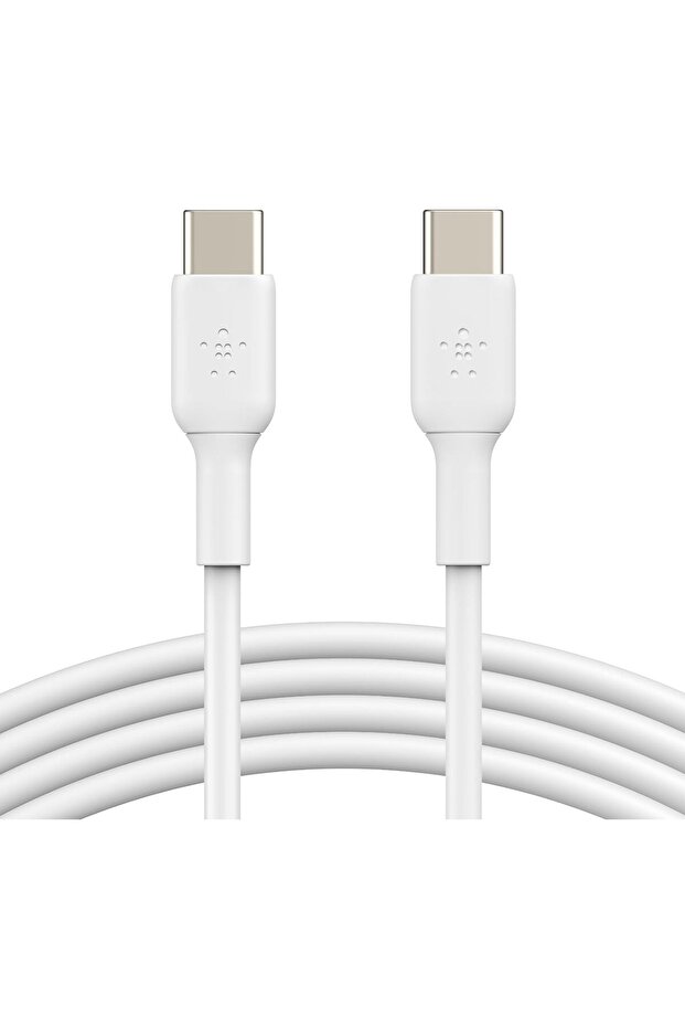 BoostCharge USB-C to USB-C Fast Charger Cable, 2m Black - Fast Charging for iPhone 15, S24 - White