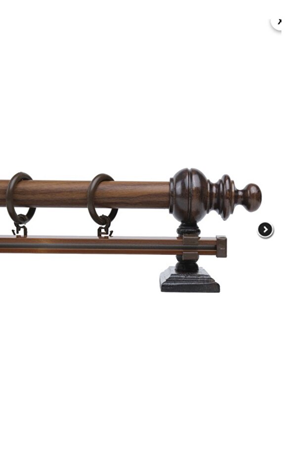 Ceviz Tek Raylı Ahşap Rustik Perde Askısı 175 Cm - Rustik Borusu - 5