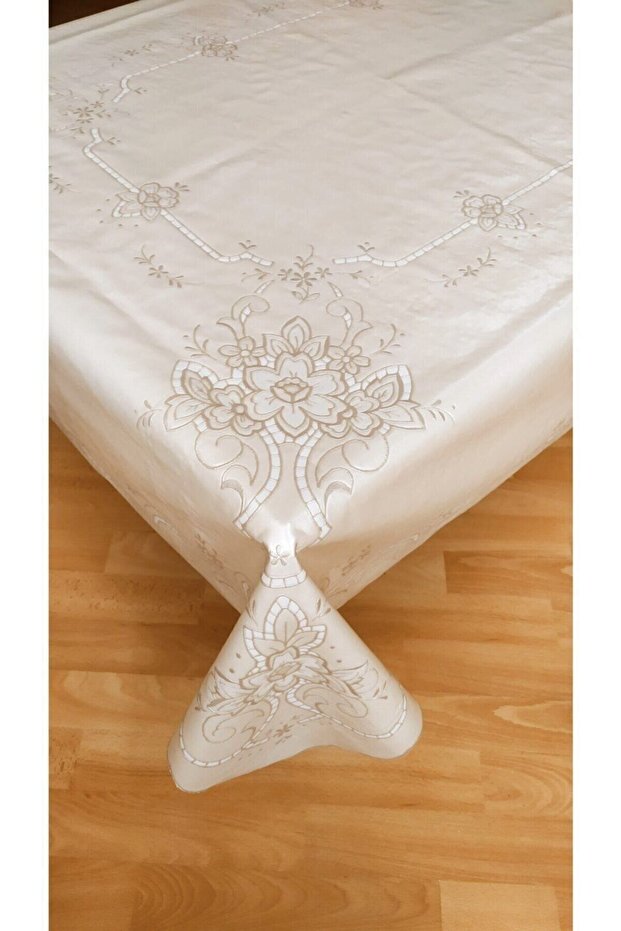 Fabric Look Lacy Erasable Oval PVC Oilcloth Tablecloth 150cm X 230 Cm
