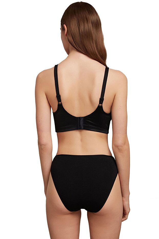 طقم سراويل داخلية أساسية من القطن الأسود مكونة من قطعتين - 3
