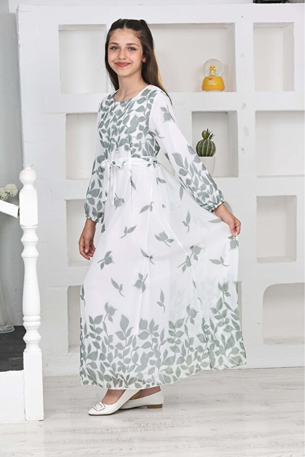 Young Girl Chiffon Fabric Cotton Lining Long Hijab Dress