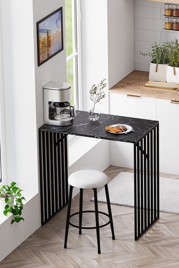 Prag Bar Taburesi , Mutfak Taburesi, Balkon, Bahçe Taburesi, Sandalyesi Krem Kumaş - 1