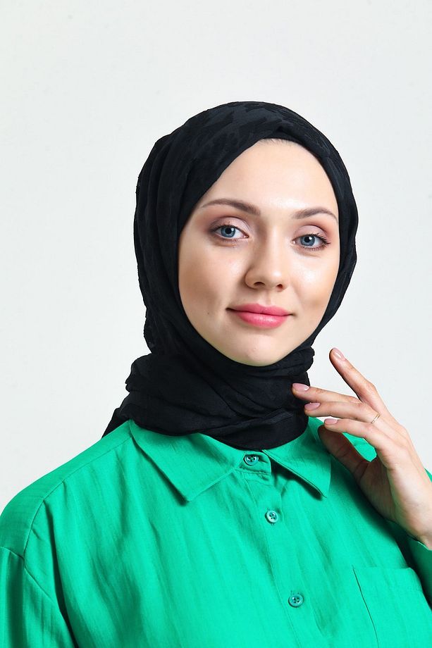 Özel Üretim %100 Pamuk Yakma Desenli Şal - 4