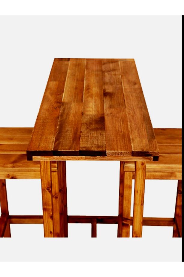 Ahşap Bar Masası Takım Masa 2 Adet Tabure, 90x45x100 Cm - 2