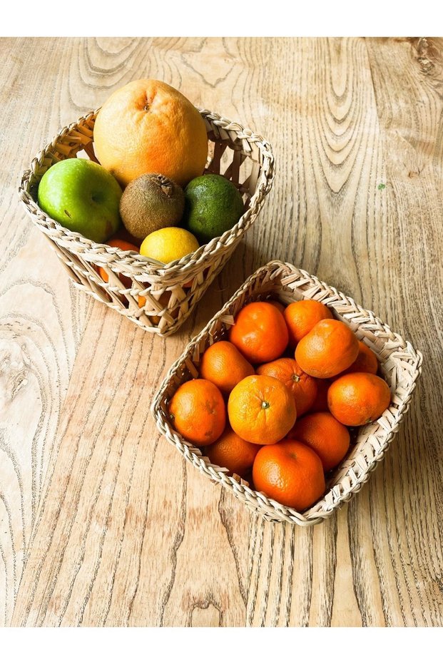 Wicker Fruit Bowl, Bread Basket, 2-Piece Multi-Purpose Daily Use Basket Rattan