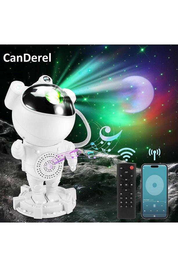 Astronot Bluetooth Hoparlör Galaxy Bulutsusu Ay Tavan Gökyüzü Projektör Zamanlayıcı Gece Lambası - 2