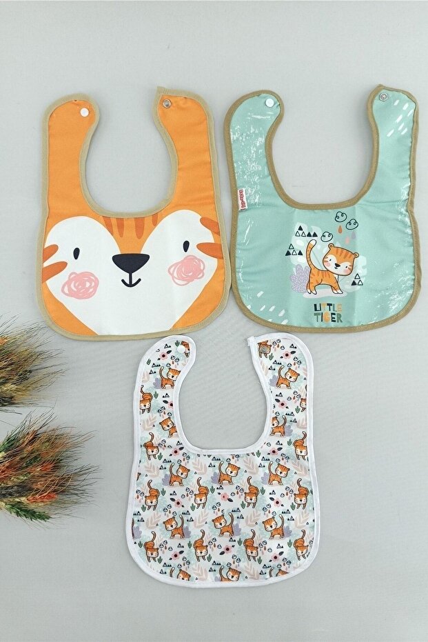 3 Pieces Cat Patterned Baby Food and Drooling Bib