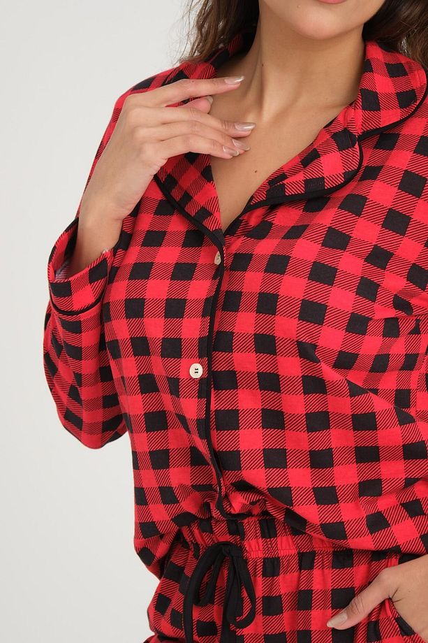 Desenli Pamuklu Örme Pijama Takımı - 5