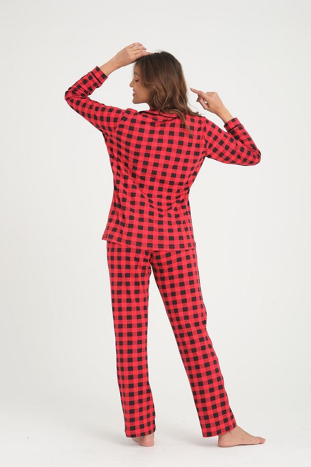Desenli Pamuklu Örme Pijama Takımı - 7