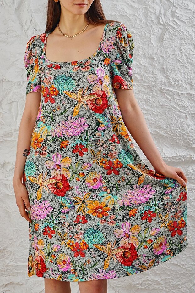 Kadın Metraj Baskılı Elbise - 2