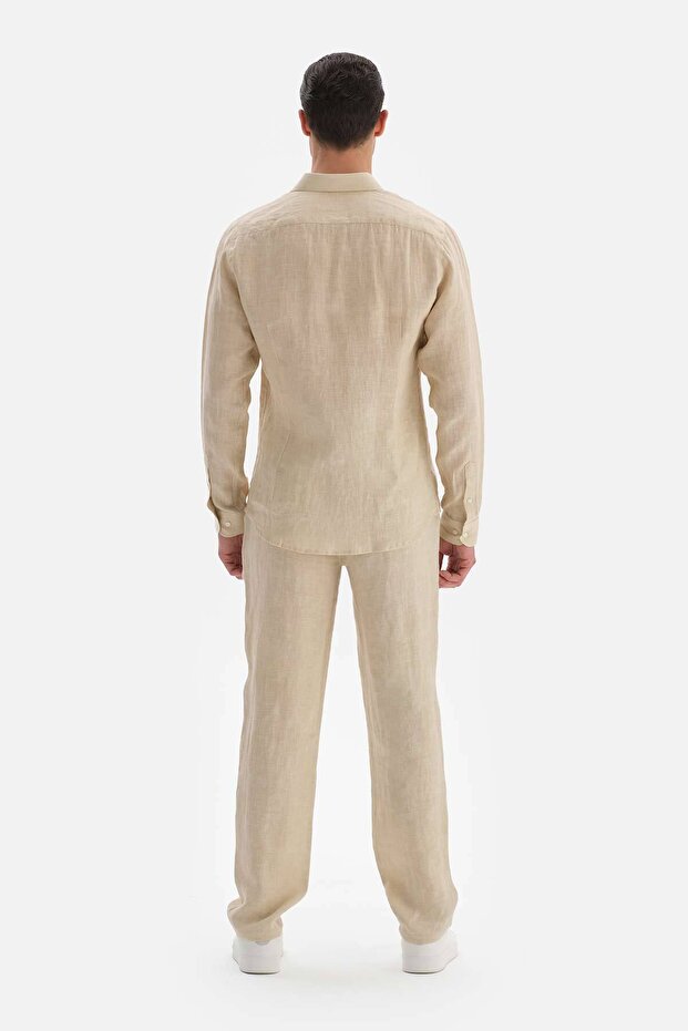 Bej Keten Uk. Gömlek - 2