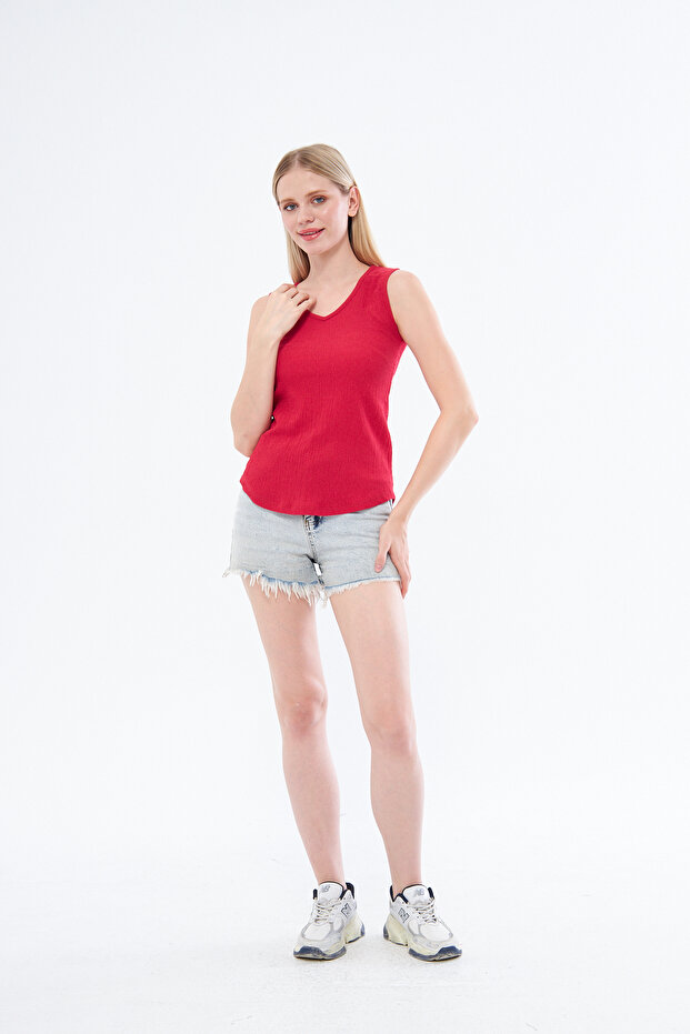 Women's Fuchsia Color Wrap Blouse with a Window on the Back