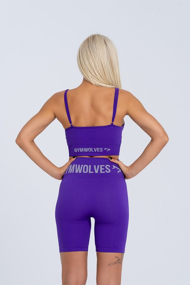 Kadın Spor Şort | Mor | Dikişsiz Spor Şort | Fitilli | Anvelop Model | - 5
