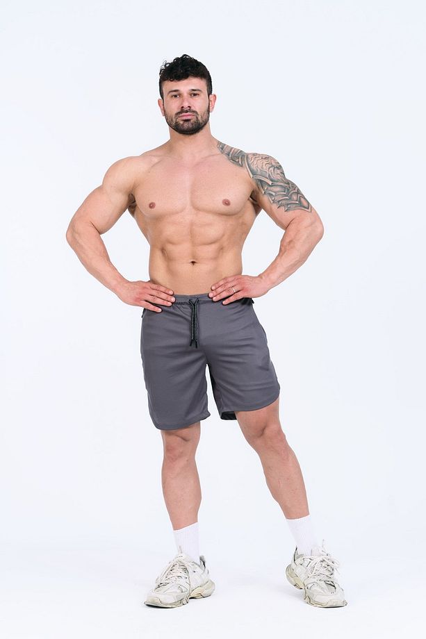 Erkek Spor Şort Çift Katmanlı | Dark Gray | Comfortable Serisi | - 6