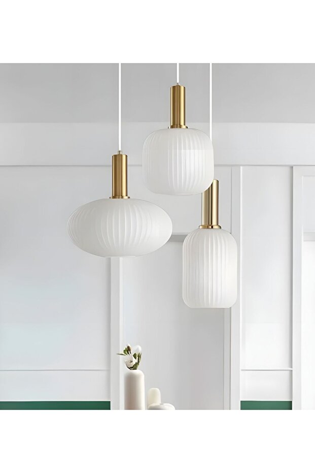 Rustik Modern Opal Camlı Avize - 1